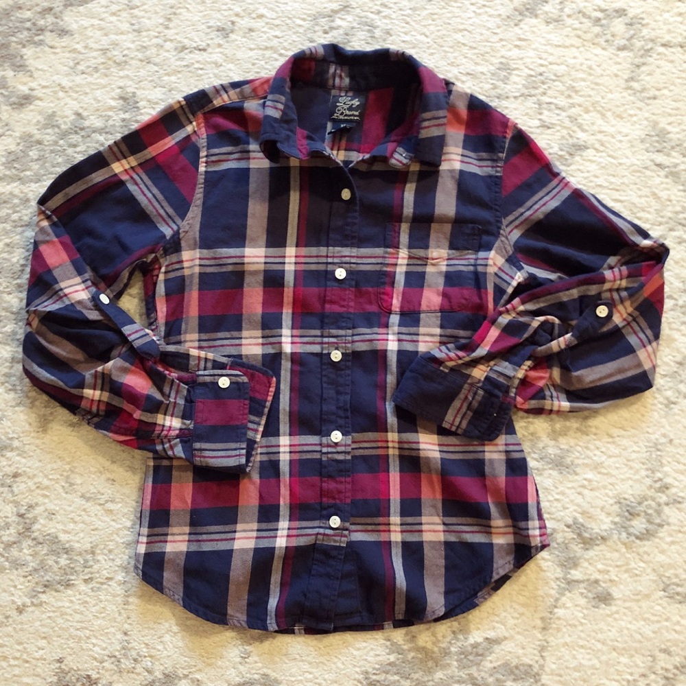 Classic red & blue plaid flannel shirt